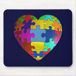 Tapis De Souris Coeur de puzzle de sensibilisation sur l'autisme