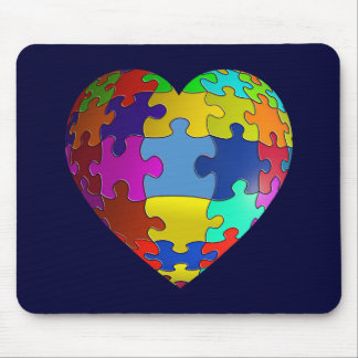 Tapis De Souris Coeur de puzzle de sensibilisation sur l'autisme