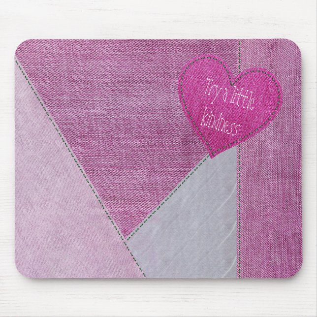 Tapis De Souris Coeur Denim rose avec citation Pad souris (Devant)