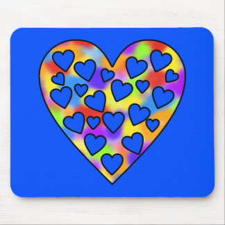Tapis De Souris Coeur des Coeurs arc-en-ciel et bleu