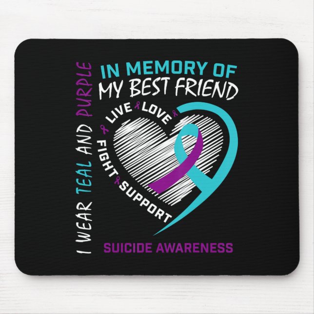 Tapis De Souris Coeur En Mémoire Du Meilleur Ami Sensibilisation A (Devant)