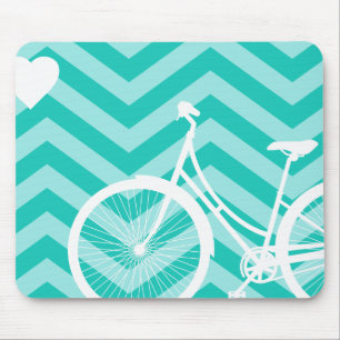 Tapis De Souris Coeur et bicyclette modernes Mousepad de Chevron
