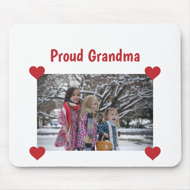 Tapis De Souris Coeur Fière Grand-mère Amour Personnaliser la phot (Devant)