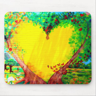tapis de souris cœur jaune