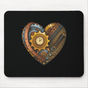 Tapis De Souris Cœur mécanique Steampunk avec engrenages et motif
