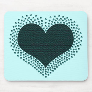 Tapis De Souris Coeur métallique Mousepad, Turquoise
