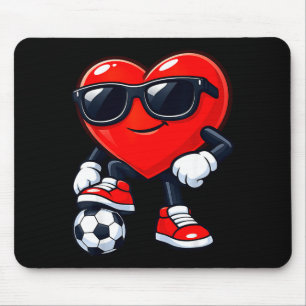 Tapis De Souris Coeur Mignon Jouant au Football à la Saint-Valenti