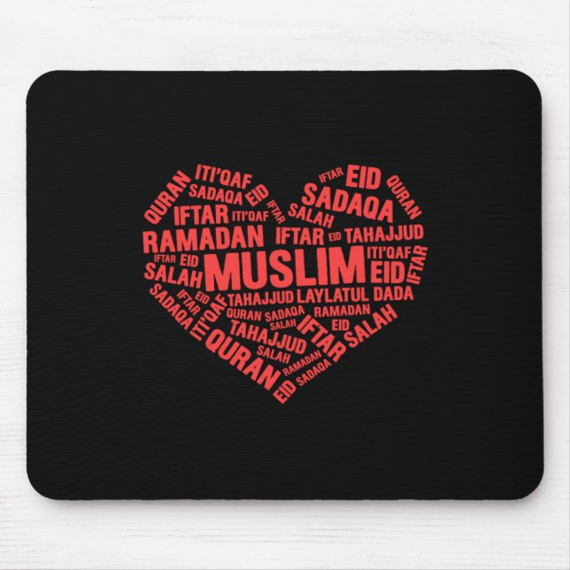 Tapis De Souris Coeur musulman Islam Sadaqa Iftar Salah Hajj Mecqu (Devant)