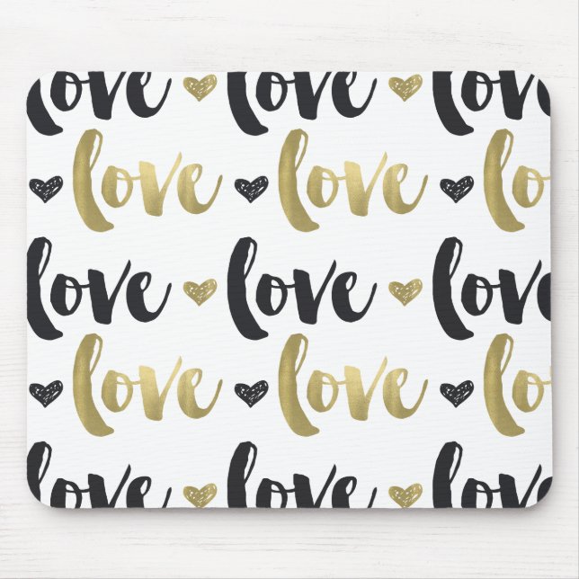 Tapis De Souris Coeur noir d'amour d'or (Devant)