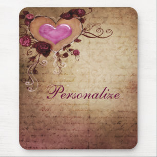 Tapis De Souris Coeur Romance vintage et roses Mousepad