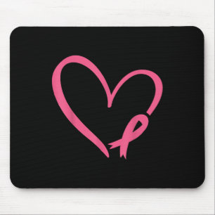 Tapis De Souris Coeur rose Ruban Breast Mois de sensibilisation au