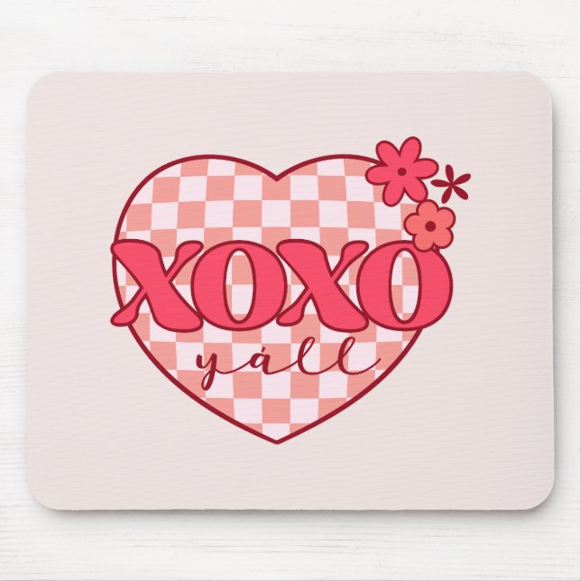Tapis De Souris Coeur rose Xoxo Hugs et baisers (Devant)