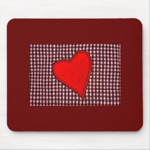 Tapis De Souris Coeur rouge de plaid