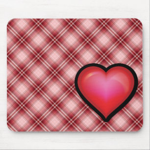 Tapis De Souris Coeur rouge de plaid