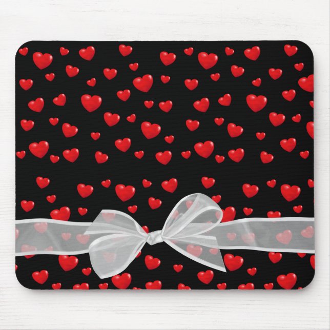 Tapis De Souris coeur rouge et arc sur noir (Devant)
