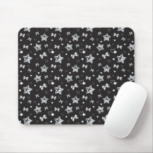 Tapis De Souris Cœur Ruban Argenté Esthétique Sombre Y2K Coquette