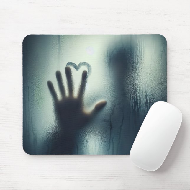 Tapis De Souris Coeur Tiré À La Main Sur Verre Humide (Avec souris)