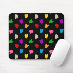 Tapis De Souris Cœurs Amour Colorés Motif Design Noir