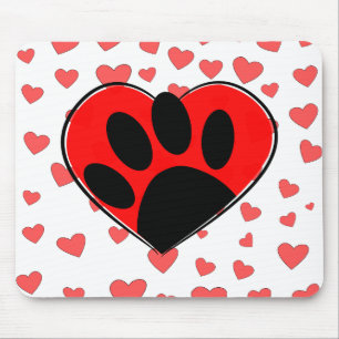 Tapis De Souris Coeurs Amoureux de les chiens partout
