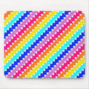 Tapis De Souris Coeurs arc-en-ciel brillants bouche sepad coloré