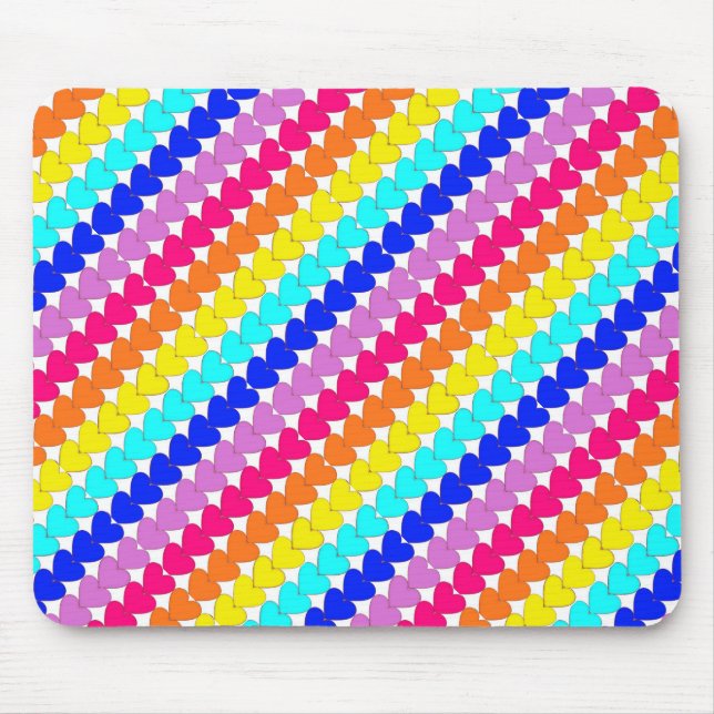 Tapis De Souris Coeurs arc-en-ciel brillants bouche sepad coloré (Devant)