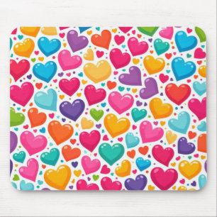 Tapis De Souris Coeurs arc-en-ciel colorés Valentines