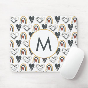 Tapis De Souris Coeurs arc-en-ciel Motif Monogramme initial