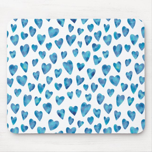 Tapis De Souris Coeurs d'amour bleu motif (Devant)