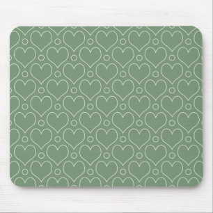 Tapis De Souris Coeurs d'amour et motif Pois en vert