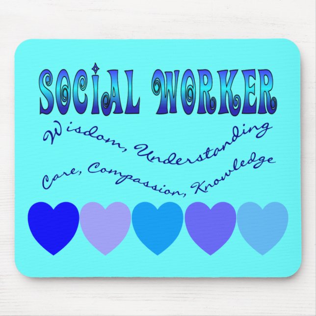 Tapis De Souris COEURS de BLEU d'assistant social (Devant)