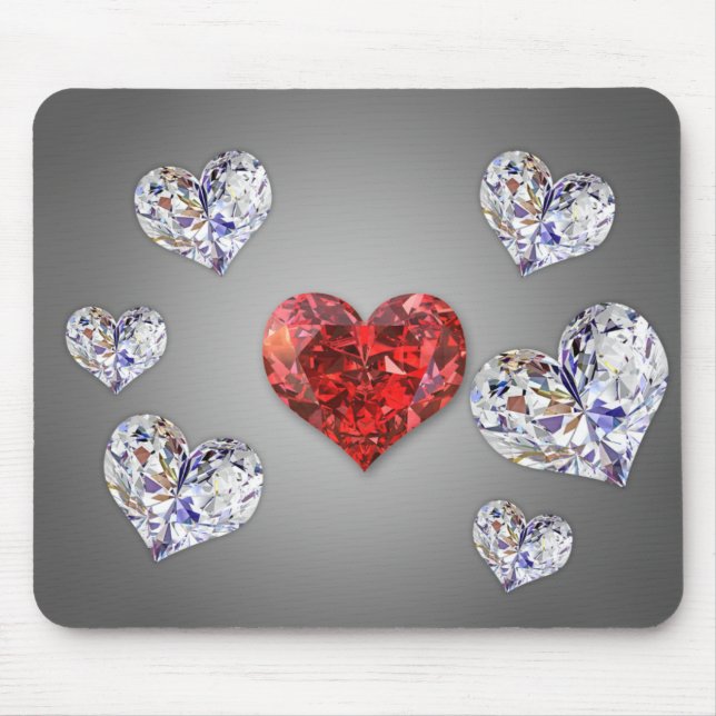 Tapis De Souris Coeurs de diamants précieux et élégants (Devant)