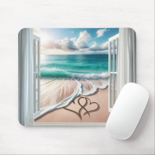 Tapis De Souris Coeurs De Plage Dans Le Sable