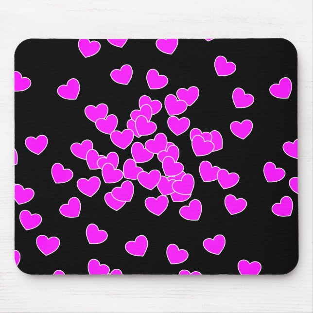Tapis De Souris Coeurs Indomptés, Roses Et Noirs Frappants (Devant)