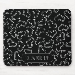 Tapis De Souris Coeurs noirs et blancs