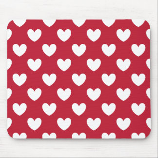 Tapis De Souris Coeurs polka blancs et rouges