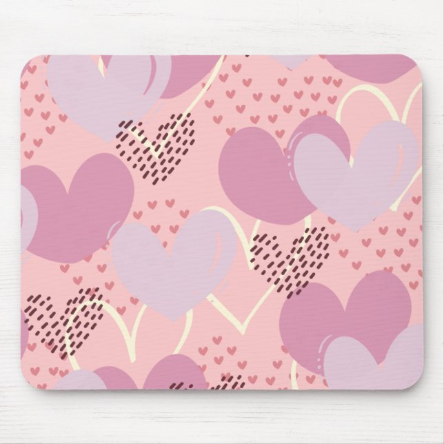  Tapis de souris cœurs rose bonbon, rouge, beige Mouse Pad (Front)
