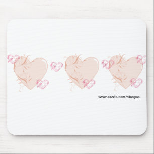 Tapis De Souris Coeurs rose et rose