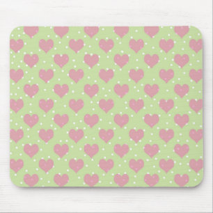 Tapis De Souris Coeurs roses et motif pois blanc