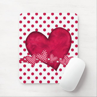 Tapis De Souris Coeurs rouges et points Mousepad