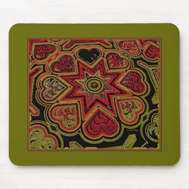 Tapis De Souris 'Coeurs Rustiques' Mousepad (Devant)