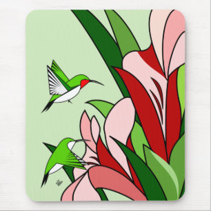 Tapis De Souris Colibri et fleurs