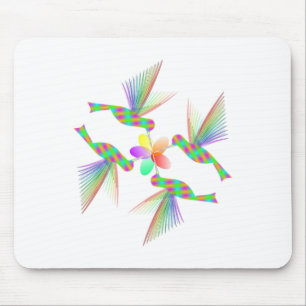 Tapis De Souris Colibris Arc-En-Ciel Embrasser Une Fleur