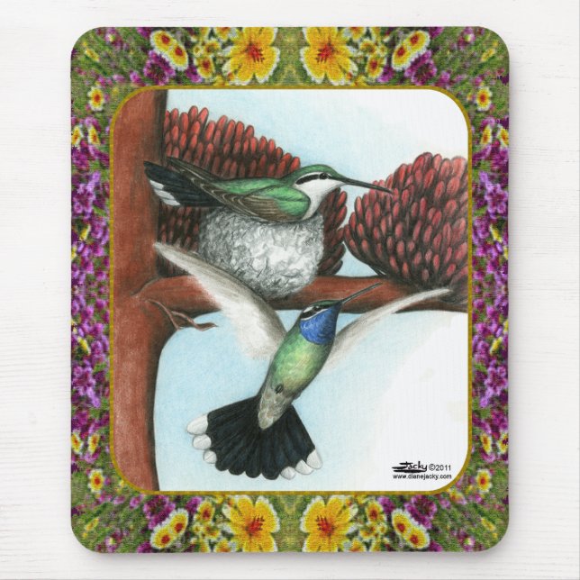 Tapis De Souris Colibris et fleurs #3 (Devant)