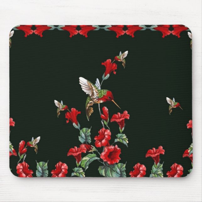 Tapis De Souris Colibris et roses (Devant)