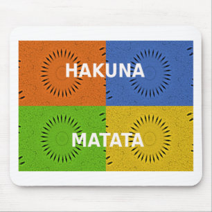 Tapis De Souris Collage d'art pop coloré et message "Hakuna Matata