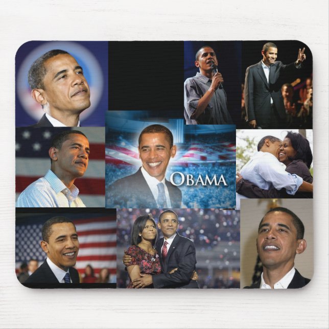 Tapis De Souris Collage de Barack Obama (Devant)