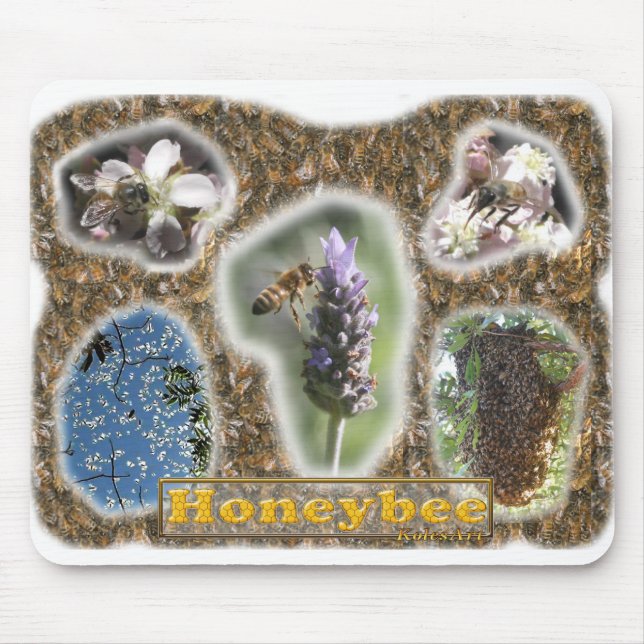 Tapis De Souris Collage de photo d'abeille (Devant)