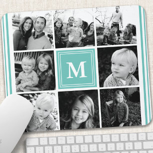 Tapis De Souris Collage de photos de famille au monogramme sarcell