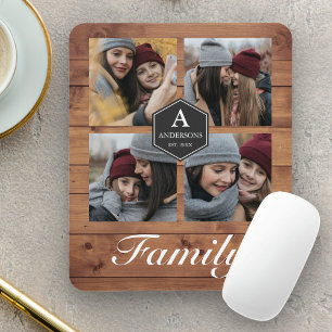 Tapis De Souris Collage de photos de famille en bois de grange rus