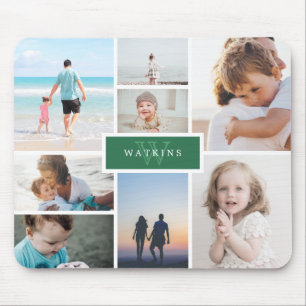 Tapis De Souris Collage de photos de famille simple et monogramme